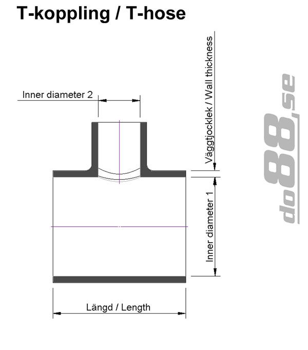 Silikonschlauch Blau T 2,375'' + 1'' (60mm+25mm)