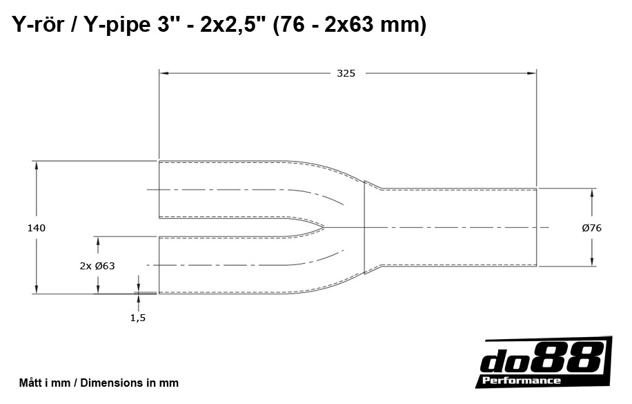 Y-Rohr 3'' - 2x2,5'' (76 - 2x63mm)