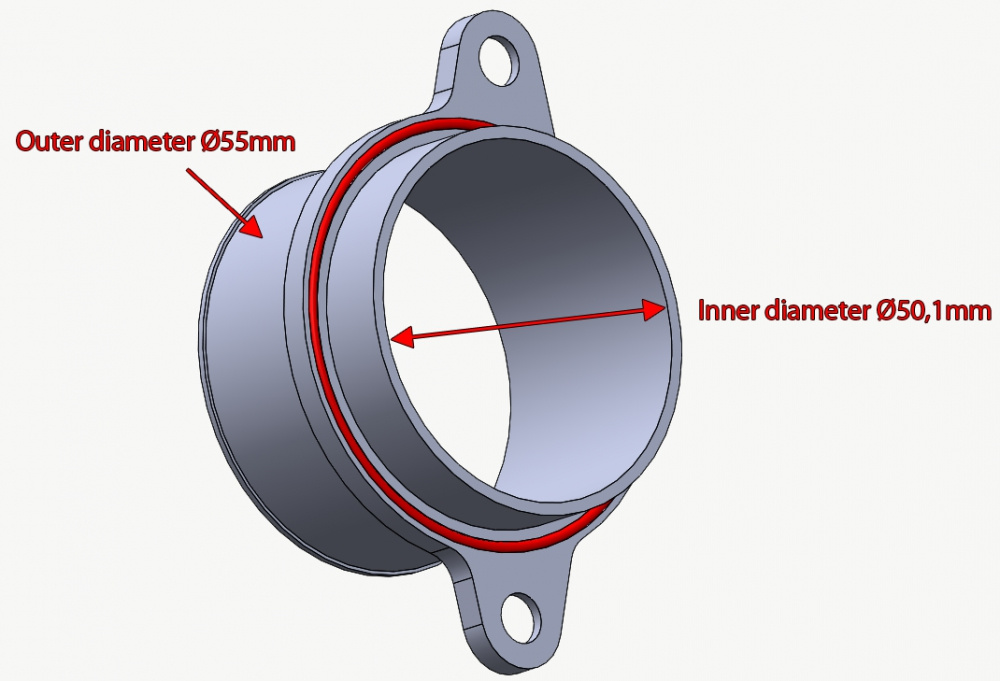 Porsche 997.1 TT/GT2 2007-09 Adapter 50mm Kompressor Gehäuse Porsche 997.1 TT/GT2 2007-09 Adapter 50mm Kompressor Gehäuse
