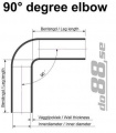 Silikonschlauch Schwarz 90° lange Schenkellänge 1,75'' (45mm)