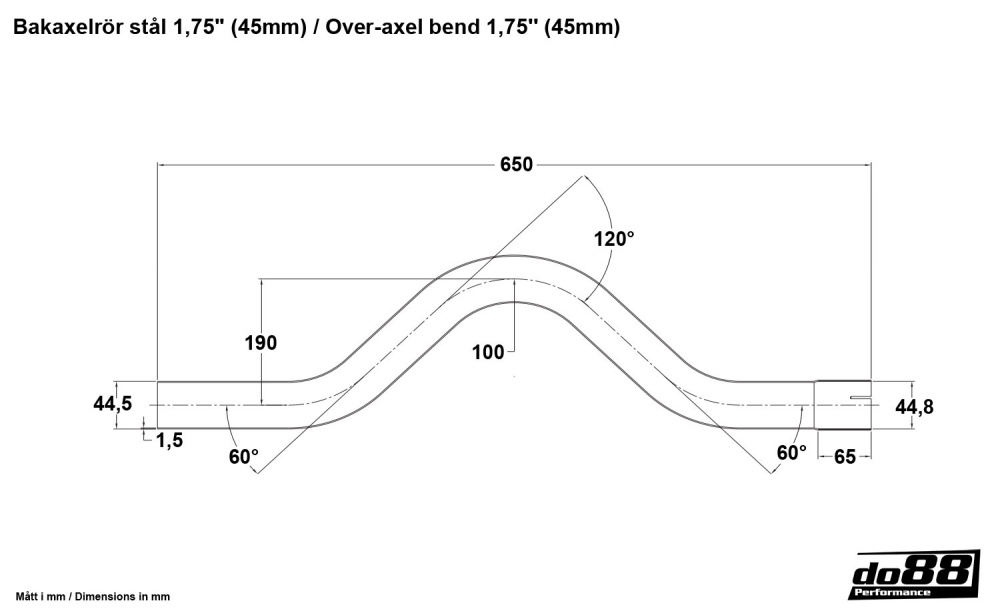 Achsrohrbogen Stahl 1,75'' (45mm)