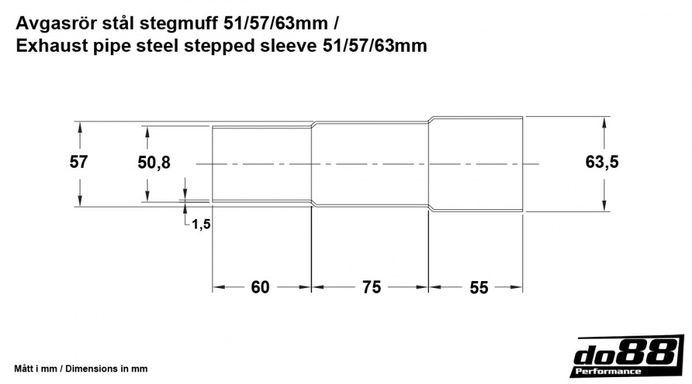 Auspuffrohr Stahl Stegmuffe 51/57/63mm Auspuffrohr Stahl Stegmuffe 51/57/63mm