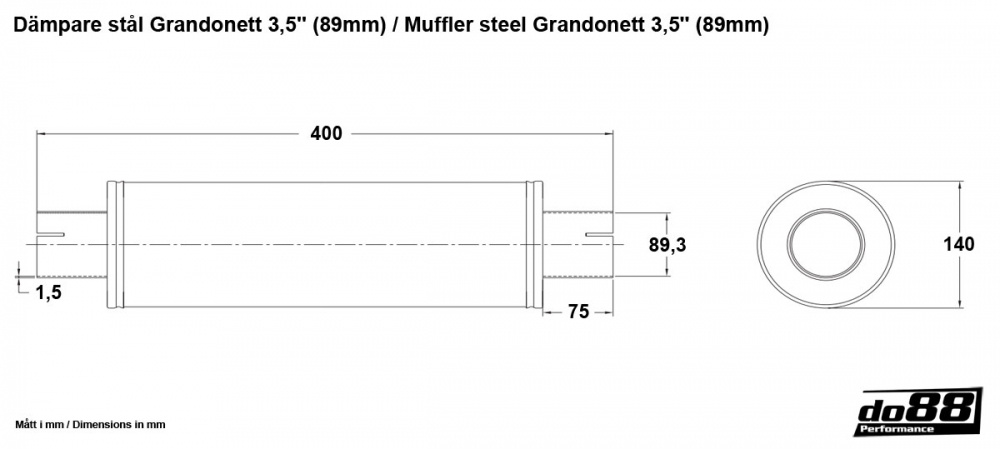 Schalldämpfer Stahl Grandonett 3,5\'\' (89mm) Schalldämpfer Stahl Grandonett 3,5\'\' (89mm)